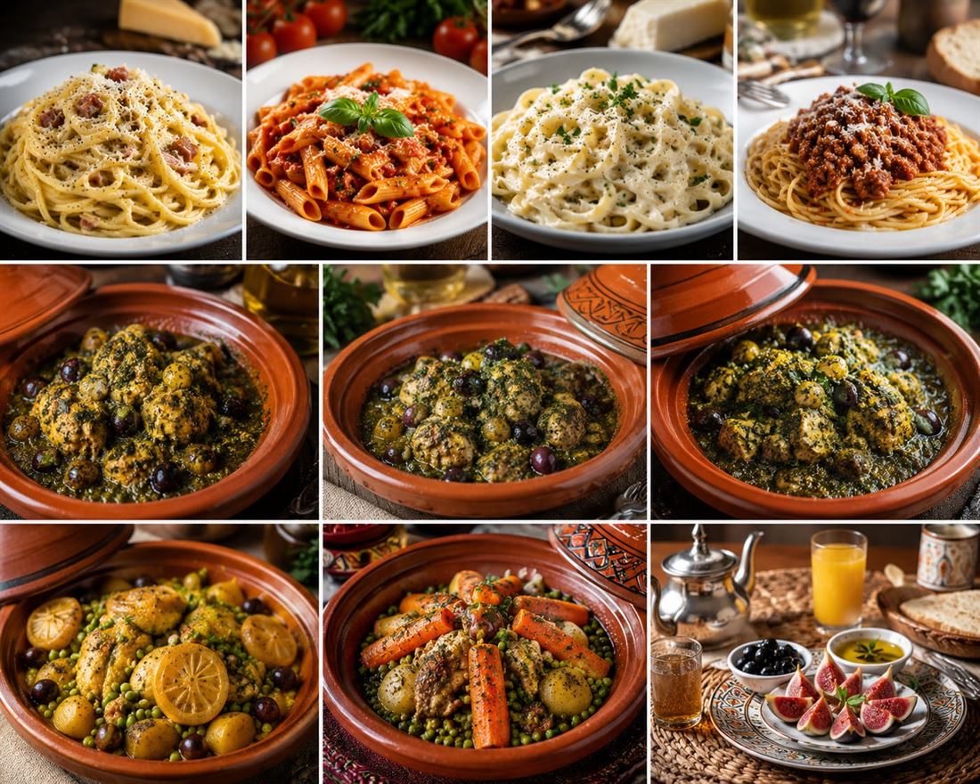 Nos spécialités : pâtes italiennes, tajines marocains et petit-déjeuner traditionnel